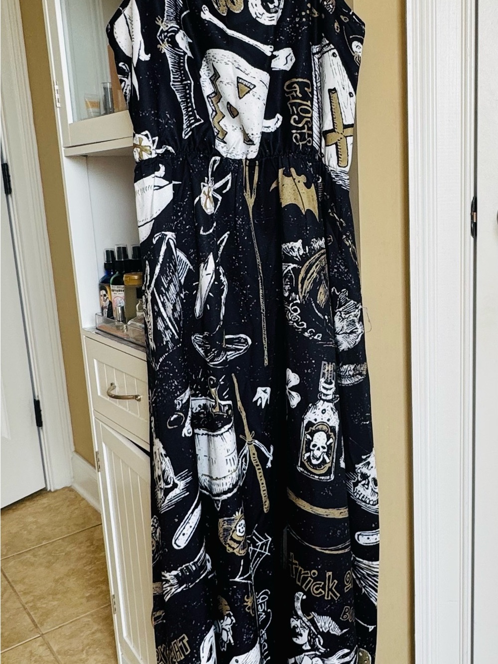Black Halloween Print Maxi Dress - Unknown Brand